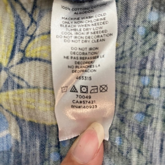 LOFT Blue Multicolor Floral Ruffle Sleeve Blouse Women S Small - Picture 5 of 5